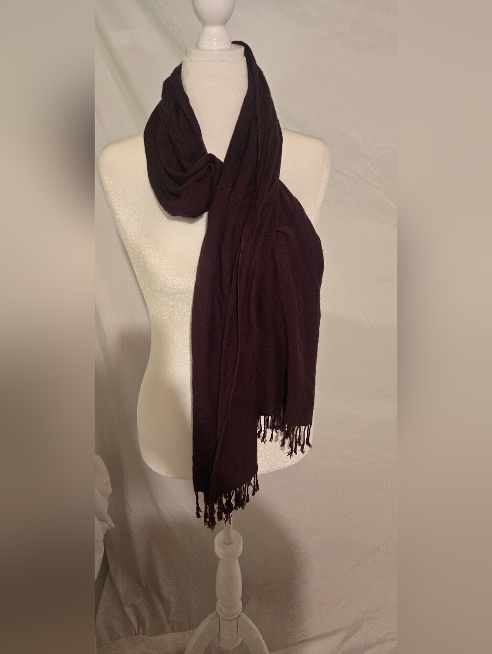 Chocolate Brown Fringe Scarf / Shawl Wrap